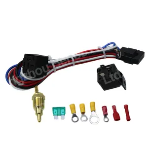 Electric Fan Relay Kit with Thermostat and Electric Cooling Fan Thermostat Kit 165-185 Degrees