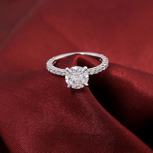 Mode classique bague 8mm coupe ronde 10K14k18k or blanc Moissanite mariage bagues de fiançailles pour les femmes - Product Image 6