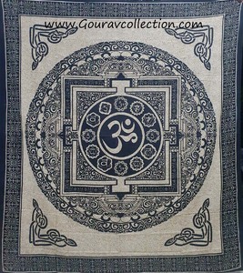 Tapisserie BADAL TIBET OM imprimée numériquement, décoration murale personnalisée, vente en gros, drap de lit en coton GC-TPDB-166. - Product Image 1