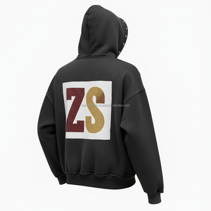 Women <b>Zipper</b> <b>Hoodie</b> Premium 380 GSM Cotton Fleece Fabric Soft <b>Black</b> Color Custom Logo Embroidery Design Fashion basics hoodies - Product Image 5