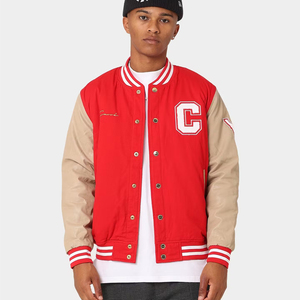 Veste universitaire pour hommes American Letterman Baseball School Team Veste universitaire en laine rouge et manches en cuir véritable pour homme - Product Image 1