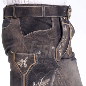 Pantalones Cortos Bávaros Lederhosen Hechos a Medida, de Alta Calidad, Tradicionales para el Oktoberfest, Talla Adulto - Product Image 3