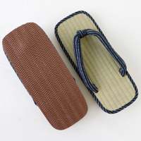 Sandales traditionnelles japonaises Tatami Setta Zori en coton et en Igusa, taille 28 cm - Rayures noires