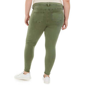 Jeans alla Caviglia da Donna Stile Harem, Taglie Forti, Vita Media, Vestibilità Ampia, Strappati, Casual, Rosa Celebrità, Verde Scuro, XL 5XL 20W - Product Image 2