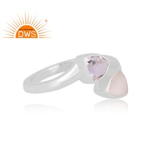 Meilleure qualité bague ajustable en argent sterling fin avec cristal de quartz et pierre de lune blanche fabricant de bijoux personnalisés - Product Image 3