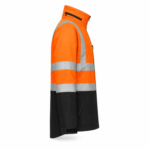 Veste de sécurité haute visibilité réfléchissante, résistante à l'eau, orange et noire, en tissu Oxford, unisexe, vêtements de travail industriels, coques personnalisées en gros - Product Image 4