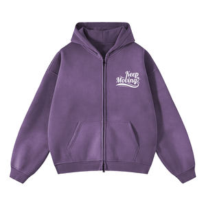 High Quality Men's Brown Hoodie Acid <b>Wash</b> Ruff Style 100% Cotton Zipper up Winter Street Wear with Customized Logo - Product Image 2