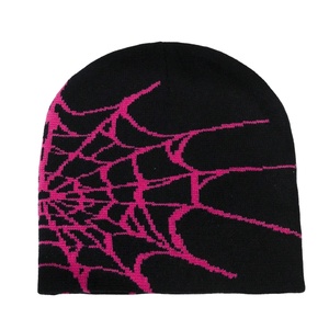 Wholesale 2025 Unisex All-Over Spider Web Print <b>Winter</b> Beanie <b>Hat</b> Custom Logo Acrylic Knitted Cuffed Cap 100% Cotton - Product Image 4