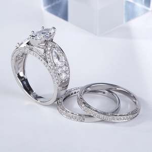 Jeulia 3-Piece Marquise Cut Gold Plated <b>Sterling</b> <b>Silver</b> Ring <b>Set</b> with Zircon - Product Image 6
