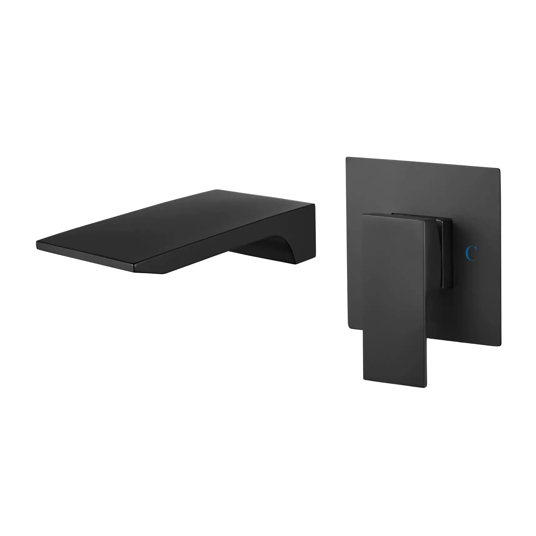 Black Wall Mounted Bathroom Taps Concealed Hot and Cold Water Mixer Brass Waterfall Basin Faucet