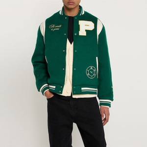 Custom Logo Clothing Manufacturers Custom Varsity <b>Jacket</b> Coat <b>Green</b> Varsity <b>Jacket</b> - Product Image 1