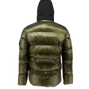Vestes d'hiver chaudes en nylon brillant pour hommes, manteaux à capuche rembourrés à bulles noires, grande taille, avec décoration de poche - Product Image 6