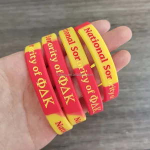 สมาชิกแห่งชาติของสร้อยข้อมือซิลิโคน Phi Delta Kappa สีแดงสีเหลือง NSPDK สายรัดข้อมือสร้อยข้อมือ PVC สหายสร้อยข้อมือยาง