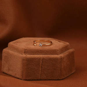 Tiny Round Cut Lab Grown Diamond Luxury <b>Open</b> <b>Ring</b> Personalized R Letter CVD Diamond <b>Ring</b> in 18KT Gold <b>Ring</b> - Product Image 2