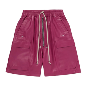 OEM Custom Oversized Loose Low-Crotch Genuine PU <b>Leather</b> <b>Shorts</b> For <b>Men</b> Latest Fashion High Quality Custom Made Cowhide <b>Short</b> - Product Image 1