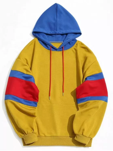 Sweat à capuche en coton épais pour homme, haute qualité, logo personnalisé, impression unie, tailles XS à 6XL, patchs color-block, teinture unie automne - Product Image 3