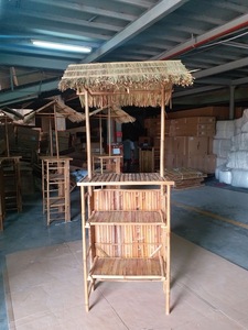 Bar Tiki Tradicional de Bambú Rectangular, Puesto de Mercado con Techo de Paja, Ecológico, Duradero, Resistente al Agua, Muebles de Exterior Hechos a Mano - Product Image 3