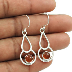 Pendientes elegantes de piedras preciosas cornalina Natural de Plata de Ley 925 de buena calidad superventas para mujer y niña, joyería hecha a mano India - Product Image 2