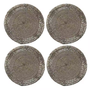 Ensemble de 4 sous-verres perlés de haute qualité Combo de couleur marron et blanc Protégez vos boissons de la poussière Graviers Restaurant Fournitures de mariage - Product Image 2