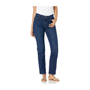 Ventes en gros de jeans droits pour femmes, taille mi-haute, sur mesure, design ajusté, pantalon en denim pour femmes, tendance - Product Image 3