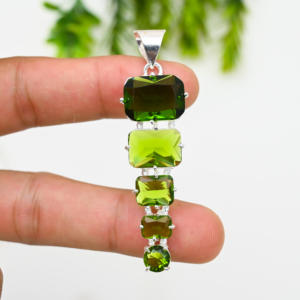 Colgante Chapado en plata de apatita de peridoto verde, joyería de moda que parece plata de ley para regalo de aniversario de fiesta de boda - Product Image 2