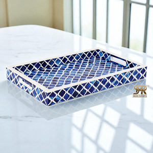 ถาดฝังกระดูกและเรซินสไตล์โมร็อกโกสีแดงหรูหราถาดโชว์ขนมแฮนด์เมดสำหรับเป็นของขวัญในห้องครัวโต๊ะหรือของตกแต่งบ้าน - Product Image 3