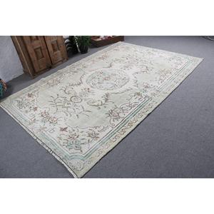 พรมตุรกีขนาด 6.3x9.6 ฟุต พรมขนาดใหญ่สไตล์วินเทจ พรมลายขาวแบบนามธรรม - Product Image 2