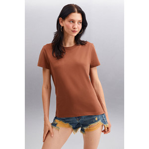 GRIMELANGE Samantha T-shirt basique en tricot long pour femme, 100% coton biologique, coupe confortable - Product Image 1