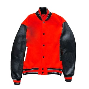 Chaqueta universitaria de béisbol de cuero genuino para hombre con parches bordados, abrigo de invierno con letras rojas y negras con mangas múltiples 2026 - Product Image 4