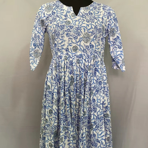 ชุดเดรสผ้าคอตตอนจับจีบสำหรับผู้หญิงชุดเดรสแบบชิ้นเดียวทำมือแฟชั่นฤดูร้อน - Product Image 1