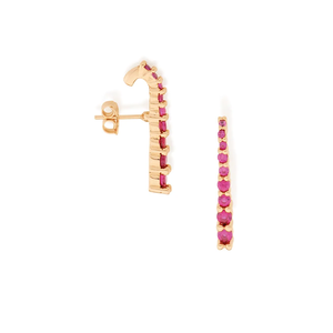 ต่างหูแฟชั่นสีทอง18K สำหรับผู้หญิงสไตล์คลาสสิกสีชมพูเพชรทรงกลมพร้อมเซอร์โคเนียสำหรับงานปาร์ตี้ทำจากโลหะผสมสังกะสี - Product Image 1