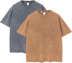 OEM y ODM Hombres Lavado ácido Impresión Vintage Street Wear Camisetas de gran tamaño Tela de punto Diseño en blanco Lavado ácido Color Camiseta - Product Image 1