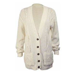 Cárdigan de Manga Larga con Cuello en V, Grueso, Informal, de Color Sólido, para Mujer, Tallas Grandes, con Bolsillos Delanteros, Poliéster/Algodón, Servicio OEM - Product Image 6