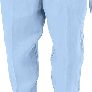 กางเกงคาร์โก้ด้านหน้าแบนสำหรับผู้ชายสีกากีกันน้ำกันลมระบายอากาศน้ำหนักเบาเอวกลางเอวยางยืด - Product Image 3