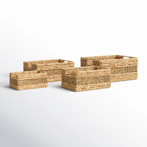 Ensemble de 4 boîtes de rangement en jacinthe d'eau, boîte de rangement artisanale, écologique, naturelle, décoration intérieure et extérieure, vente en gros du Vietnam - Product Image 4