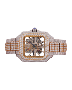 Yellow Gold Fully Iced Out Moissanite <b>Watch</b> Stainless Steel Luxurious <b>Watch</b> <b>Vintage</b> Rare White Dial Hip Hop Classic <b>Watch</b> - Product Image 1