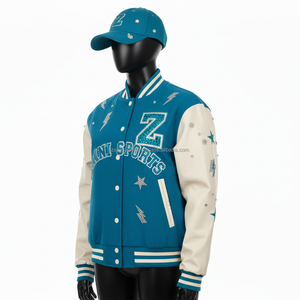 Veste universitaire pour femmes, corps en laine avec manches, panneaux de couleur sarcelle et blanc, broderie et écussons personnalisés, veste universitaire pour femmes - Product Image 4