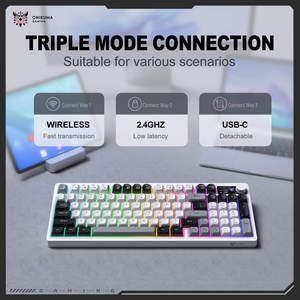 <span class=keywords><strong>Clavier</strong></span> sans fil ONIKUMA MT902, disposition 96%, <span class=keywords><strong>clavier</strong></span> de jeu 2.4G BT, batterie 2000mAh, <span class=keywords><strong>clavier</strong></span> à membrane <span class=keywords><strong>silencieux</strong></span> RGB pour PC <span class=keywords><strong>Gamer</strong></span> - Product Image 4