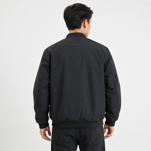 Veste bomber à capuche pour homme, noire, épaisse, écologique, imperméable, coupe-vent, avec doublure matelassée réversible pour l'automne/l'hiver - Product Image 2