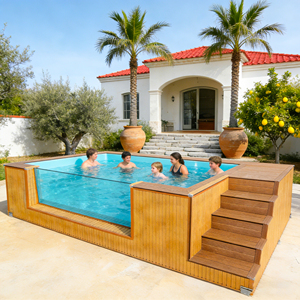 Piscina Portátil de Fibra de Vidrio de Lujo, Profesional, para Exteriores, Resistente al Agua, para Uso Familiar, de Instalación Rápida, Resistente a los Rayos UV y al Viento - Product Image 5