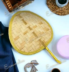 Abanico de mano de bambú largo multicolor Vintage tejido forma ovalada abanico tejido tradicional hecho a mano para regalo baile verano o boda - Product Image 4