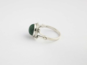 Bague empilable en argent sterling 925 avec pierre précieuse ronde en malachite naturelle, faite à la main, pour femmes, bijoux sertis - Product Image 3