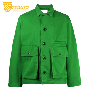 แจ็กเก็ตยีนส์แบบลำลองผ้ายีนส์สำหรับผู้ชายเสื้อโค้ทผ้าซาตินผ้าฝ้ายย้อมสีธรรมดาสไตล์สตรีท100% - Product Image 2