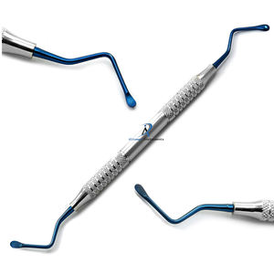 Ensemble de 3 curettes chirurgicales dentaires revêtues de titane bleu Lucas pour la collecte osseuse, la greffe d'implant et les procédures de chirurgie buccale - Product Image 2