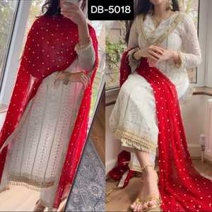 Nuevo Diseño de Traje Salwar Kameez de Alta Calidad para Mujer, con Bordado de Lentejuelas en Tela Faux Georgette, Listo para Usar en el Trabajo o Bodas - Product Image 3