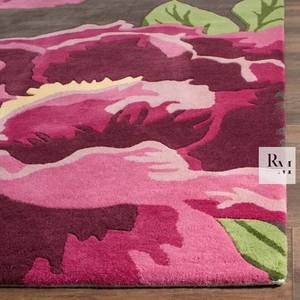 Tapis tuftés à la main en laine 100% multicolore bleu-noir Design floral coupé en boucle pour le sol de la maison pour la chambre et le salon - Product Image 3