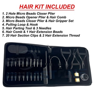 Kit d'outils professionnels pour extensions de cheveux en acier inoxydable GEMSTONE ENTERPRISES, avec pinces à micro-perles à 2 trous et pince à cheveux - Product Image 2