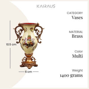 Vase à fleurs en laiton antique, élégance florale, durable, lustré, design traditionnel vintage, fait main, pour salon ou mariage - Product Image 3