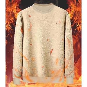 Sweat-shirt en molleton de coton pour homme avec logo patch, doublure en sherpa - Product Image 2