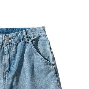 2025 pantalones cortos de mezclilla lavados con ácido a rayas lisas informales para hombre, ropa de calle Vintage, parche bordado personalizado con Logo, 100% algodón, servicio OEM - Product Image 3